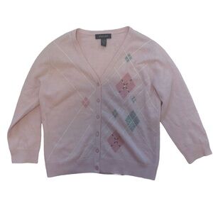 Ideology Light Pink Argyle Cardigan